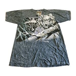 Alaskan Wolves VNT New Men's Y2K Size XL Short Sleeved All Over Print T-shirt